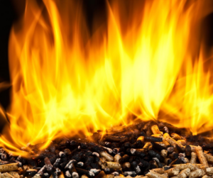 burning wood pellets