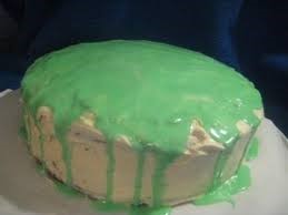 Cake with melting green frosting